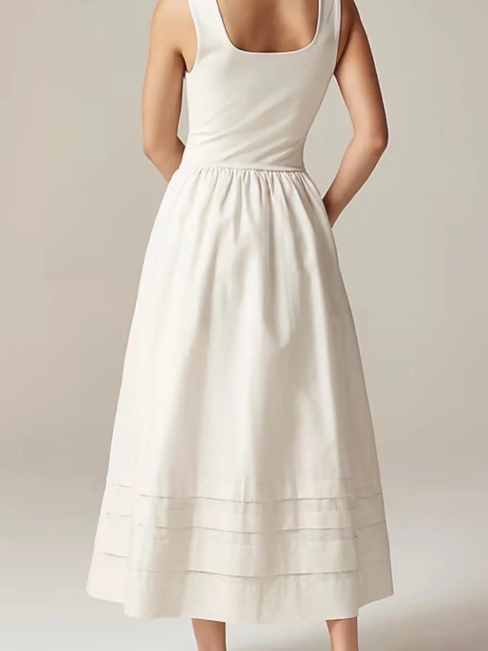 NEW J. Crew Drop Waist Mixy Cotton Poplin Skirt Cream Minimalist Maxi Dress,  XS